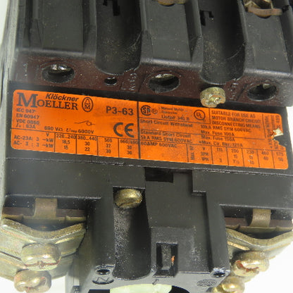 Moeller P3-63 Electronic Disconnect Switch 600VAC 63A