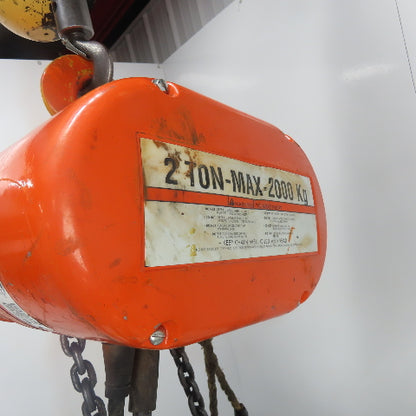 CM Model R 2 Ton 4000LB Electric Chain Hoist 20' Lift 8FPM 240/480V 3Ph 1HP