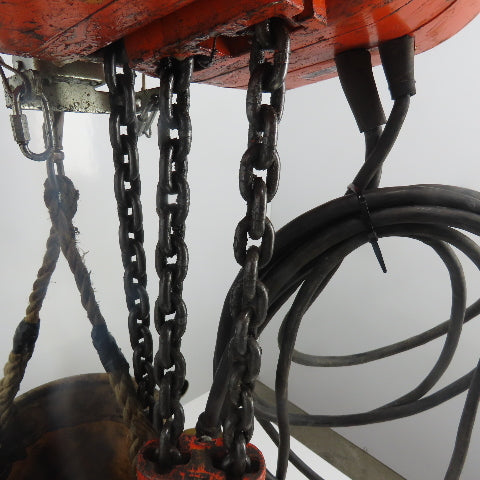 CM Model R 2 Ton 4000LB Electric Chain Hoist 20' Lift 8FPM 240/480V 3Ph 1HP