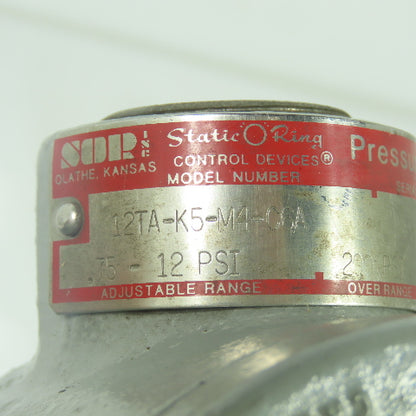 SOR 12TA-K5-M4-06A Pressure Switch .75-12PSI Adjustable Range 200PSI Over Range