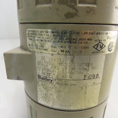 Bailey BC7521511120 Pressure Transmitter 12-42VDC 275PSI 4-20mA