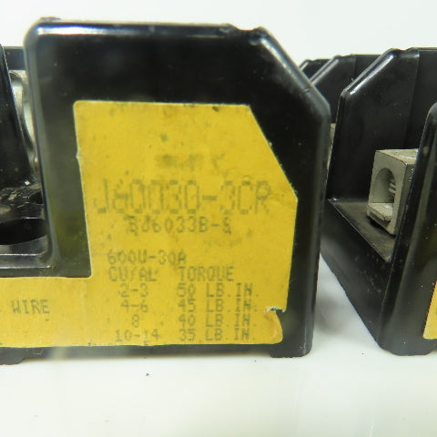 Buss J60030-3CR 3-Pole Fuseholder Fuse Block 600V 30A Lot Of 4