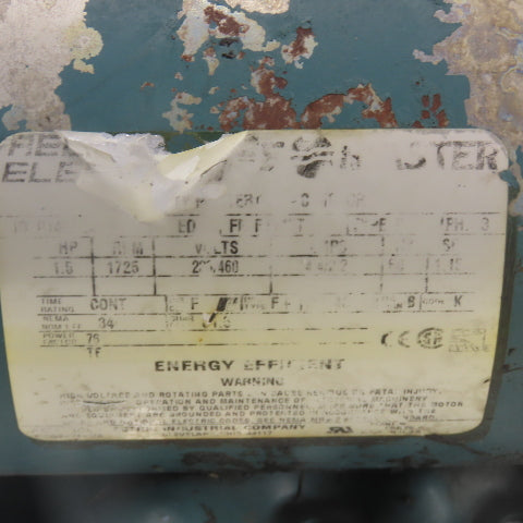 Reliance Electric 1.5HP AC Electric Motor 230/460V 3Ph 1725RPM TESTED