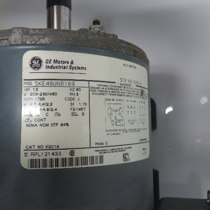 GE General Electric 5KE49UN8169 1.5HP AC Motor 3Ph 230/460V 1725RPM 145T Frame