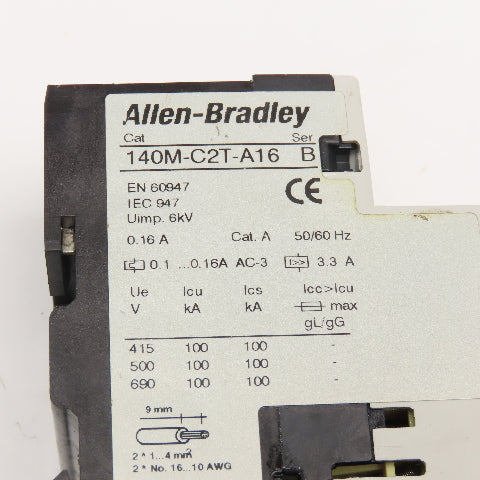 Allen Bradley 140M-C2T-A16 Manual Motor Starter Circuit Breaker 600V .10-16A