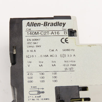 Allen Bradley 140M-C2T-A16 Manual Motor Starter Circuit Breaker 600V .10-16A