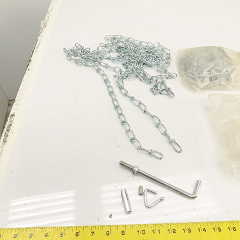 Grainger 5A348G 15' Long Steel Wheel Chock Chain and Anchor Kit Lot Of 4