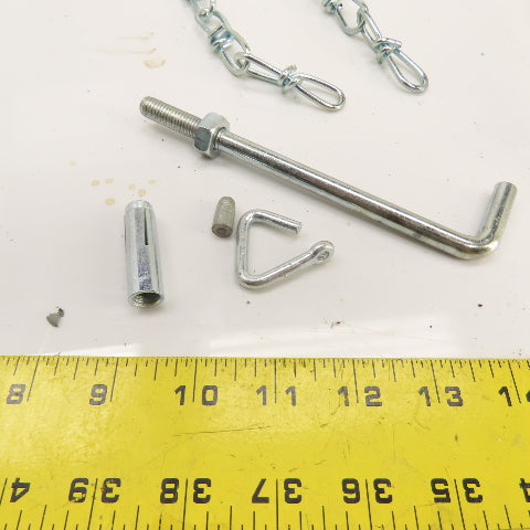 Grainger 5A348G 15' Long Steel Wheel Chock Chain and Anchor Kit Lot Of 4
