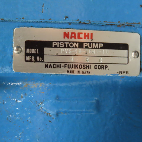 Nachi 10 Gal 1.5kW Variable Piston Hydraulic Power Unit PVS-1B-16N1-10 230V 1PH