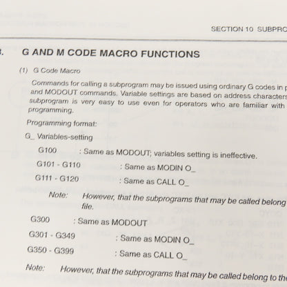Okuma OSP7000M OSP700M 3750-E-R1 Programming Manual