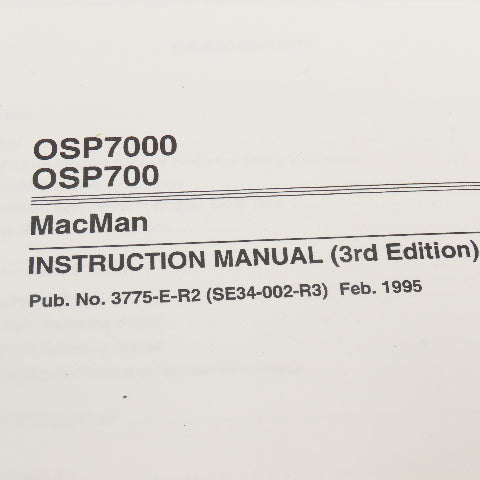Okuma OSP7000 OSP700 3775-E-R2 MacMan Instruction Manual 3rd Edition