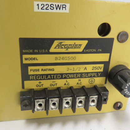 Acopian B24G500 Power Supply 2-1/2A 250V