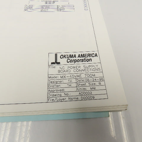 Okuma MX-45VAE AD0002 Electrical Drawing Manual W/ MD0030-01