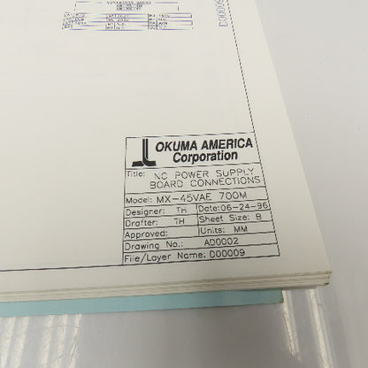 Okuma MX-45VAE AD0002 Electrical Drawing Manual W/ MD0030-01