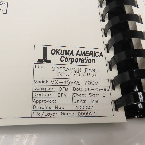 Okuma MX-45VAE AD0002 Electrical Drawing Manual W/ MD0030-01
