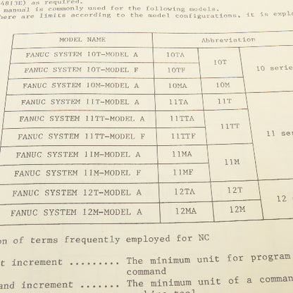 Fanuc B-54815E/03 System 10, 11, 12 Series Maintenance Manual
