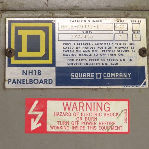 Square D NH1B49331-1 400A NH1B Load Center Breaker Box 277/480V 3PH 4W 9Breakers