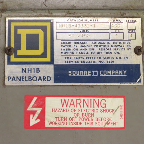 Square D NH1B49331-1 400A NH1B Load Center Breaker Box 277/480V 3PH 4W 9Breakers