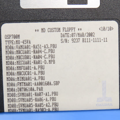 Okuma MX-45VA OSP700M Programming Software 10 Diskette Library