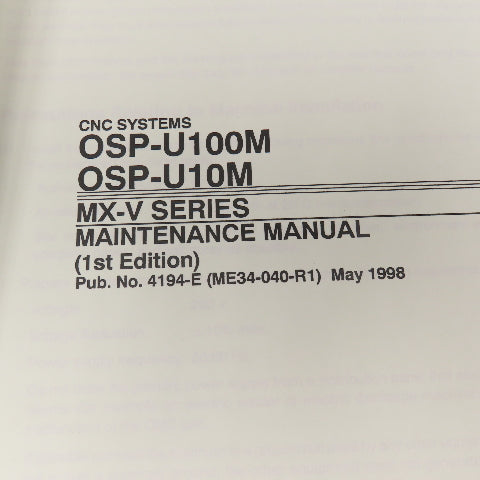 Okuma 4194-E OSP-U100M OSP-U10M MX-V Series Maintenance Manual