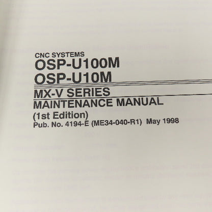 Okuma 4194-E OSP-U100M OSP-U10M MX-V Series Maintenance Manual