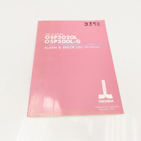 Okuma 3274-E-R2 OSP5020L OSP500L-G Alarm & Error Code List 9th Edition