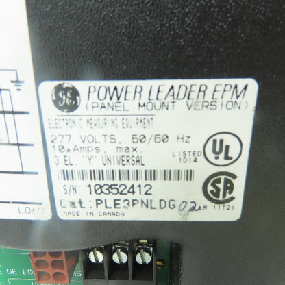 GE General Electric PLE3PNLDG02 Power Leader EPM 277V 10A Electronic Power Meter