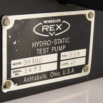 Wheeler Rex 39100 CUSTOM Hydro-Static Test Pump 225PSI .9GPM W/ Dewalt DW313