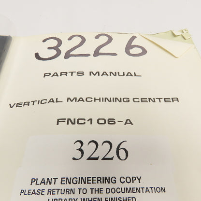 Makino FNC 106-A 1VN 10B Vertical Machining Center Blueprint Parts Catalog