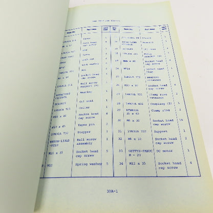 Makino FNC 106-A 1VN 10B Vertical Machining Center Blueprint Parts Catalog