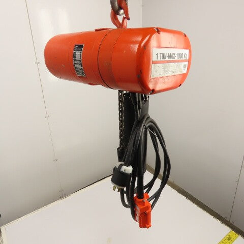 CM Lodestar Model L 1 Ton 2000LB Electric Chain Hoist 230/460V 20' Lift 16FPM
