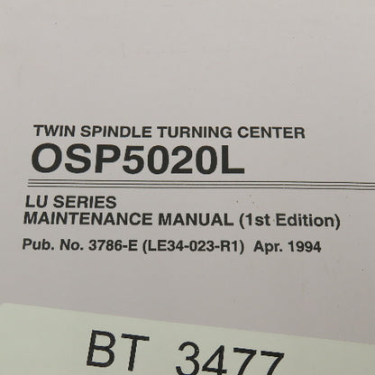 Okuma 3786-E OSP5020L LU Series Maintenance Manual