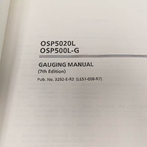 Okuma 3292-E-R2 OSP5020L OSP500L-G Gauging Manual