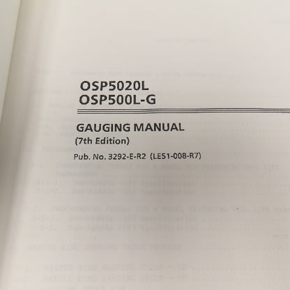 Okuma 3292-E-R2 OSP5020L OSP500L-G Gauging Manual