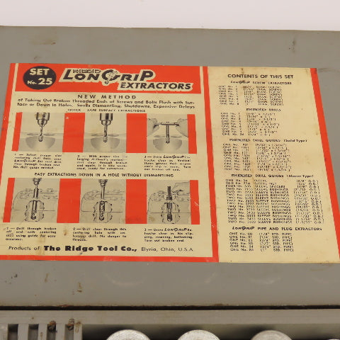 Ridgid No. 25 LonGrip Partial Extractor Set W/ Case (Incomplete)