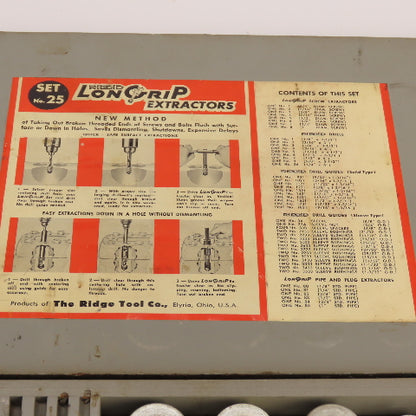 Ridgid No. 25 LonGrip Partial Extractor Set W/ Case (Incomplete)