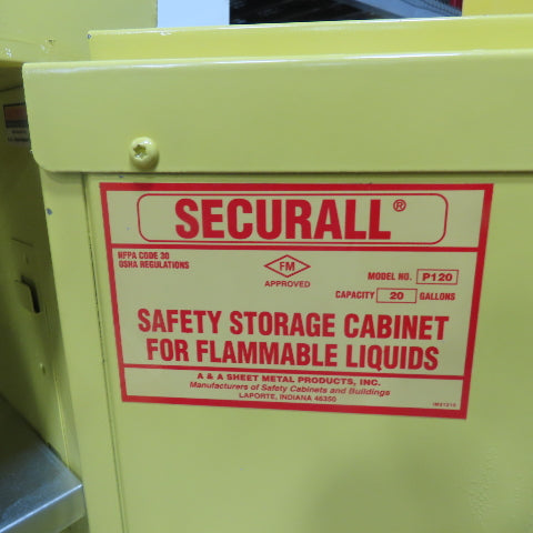 Securall 20 Gallon Flammable Liquid Storage Cabinet 23-1/4" x 18" x 44-1/4"
