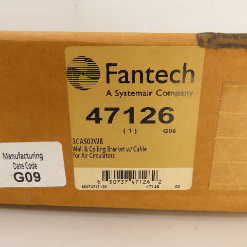 Systemair Fantech 47126 3CAS02WB Air Circulators Wall & Ceiling Bracket W/ Cable