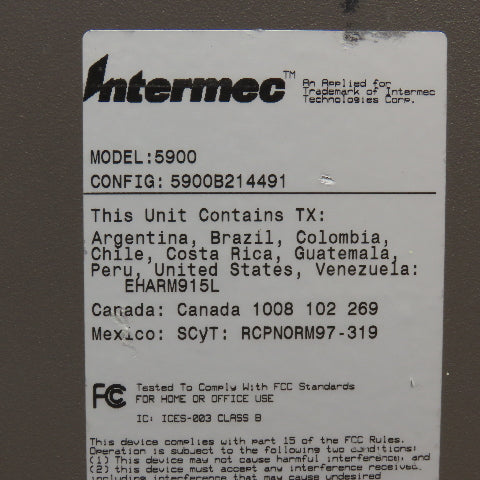 Intermec Model 5900 Operator Data Terminal Workstation