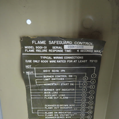 Vigitron 9001-01 Flame Safeguard Control 120V 1Ph 4 Sec Max Response