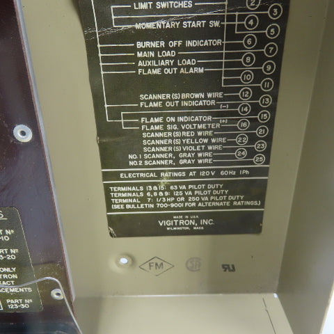 Vigitron 9001-01 Flame Safeguard Control 120V 1Ph 4 Sec Max Response