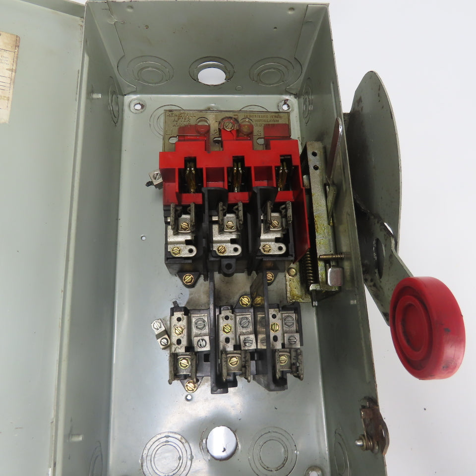Eaton Cutler-Hammer DH361FGK 30A Heavy Duty Safety Switch 600VAC 3-Pole