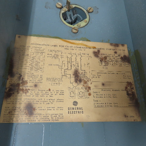 General Electrical CR107 30A Combination Magnetic Starter 600V