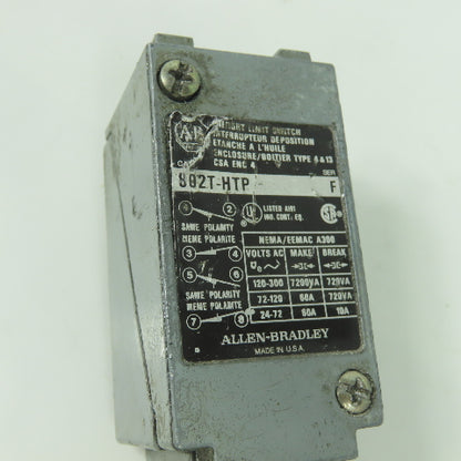 Allen Bradley 802T-HTP Ser F Oil Tight Limit Switch 120-300VAC