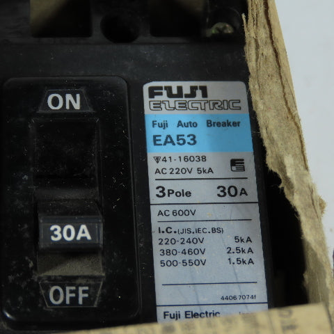 Fuji EA53 30A Auto Circuit Breaker 3-Pole 600VAC