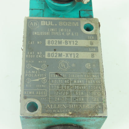 Allen Bradley 802M-BY12 Ser B Cam Roller Limit Switch 600VAC