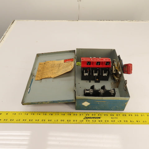 General Electric TH3361 30A Fusible Safety Disconnect Switch 600VAC 3-Pole