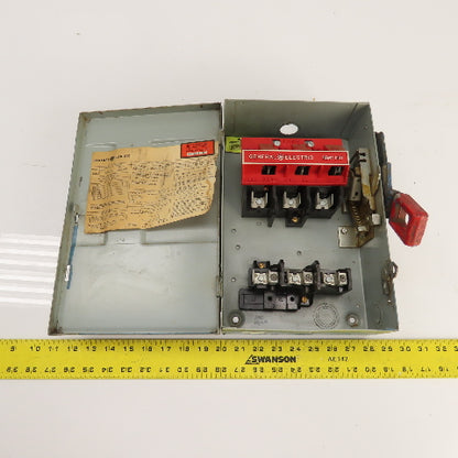 General Electric TH3361 30A Fusible Safety Disconnect Switch 600VAC 3-Pole