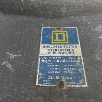 Square D 81341-W 30A Non-Fusible Explosion Proof Enclosed Disconnect Switch 600V
