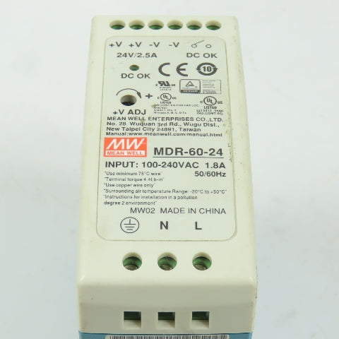 Mean Well MDR-60-24 24V 2.5A DC Power Supply 100-240VAC Input (Clean)